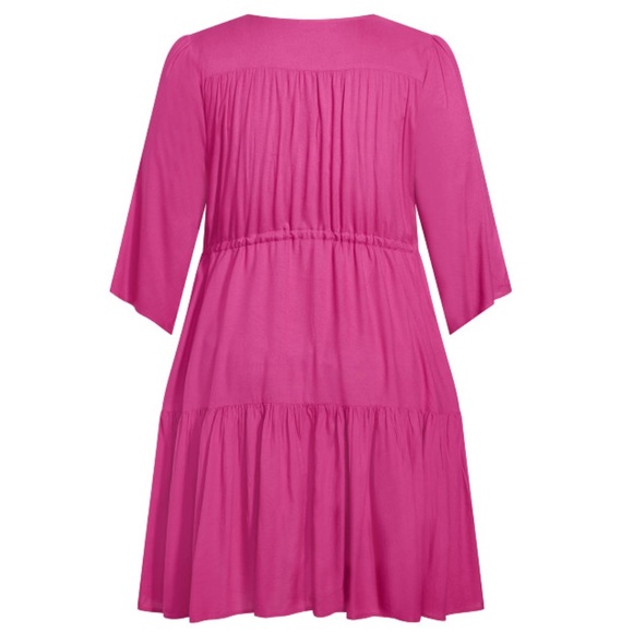 LORALETTE 30/32W Fuchsia Endless Sun Plain w/ Pockets Midi Dress W99.10 - Picture 4 of 6